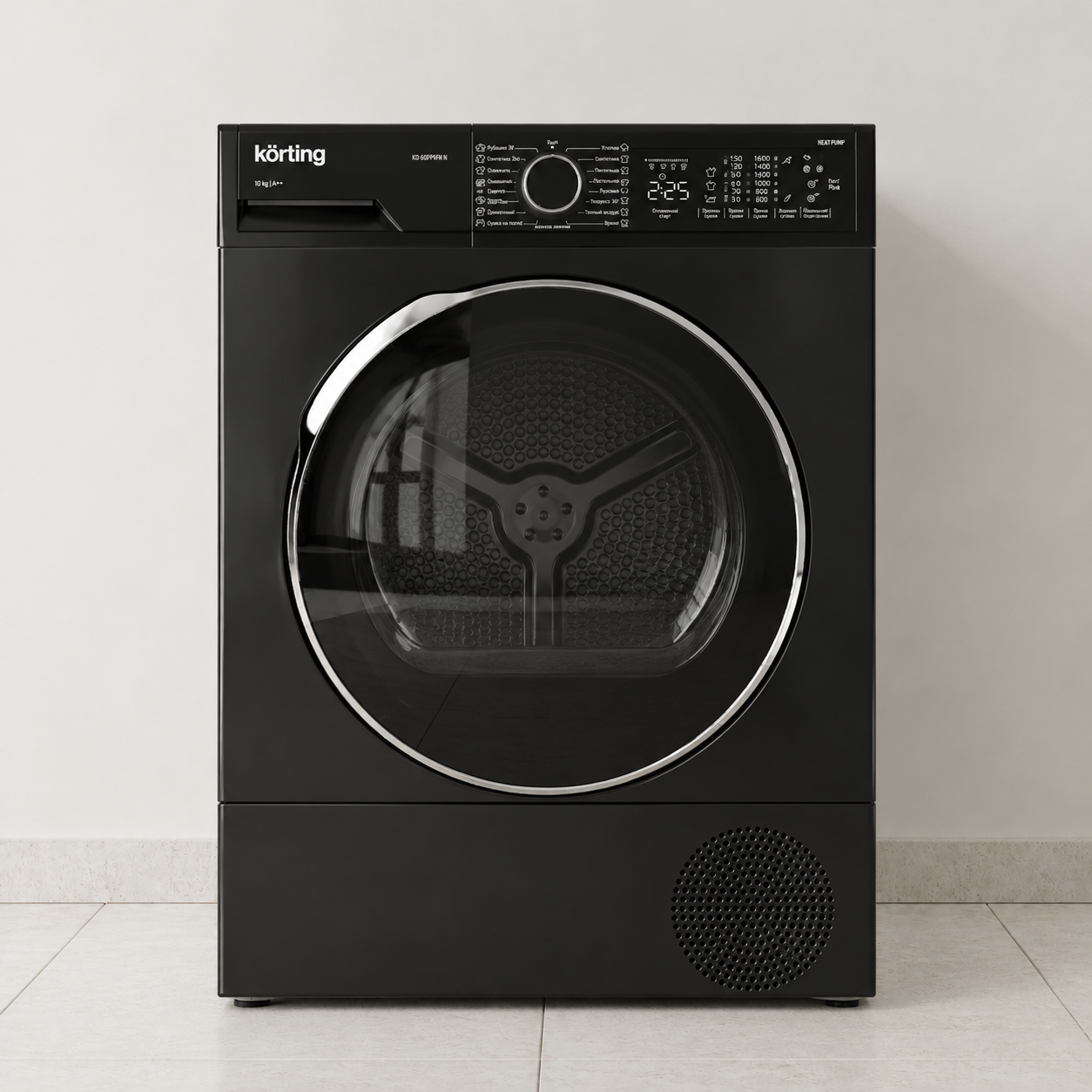 Korting комплект для установки в колонну Стиральная машина Korting KWM 58ILS1297 N + Сушильная машина с тепловым насосом Korting KD 60HP109 N + Соединительный элемент белый с выдвижной полкой