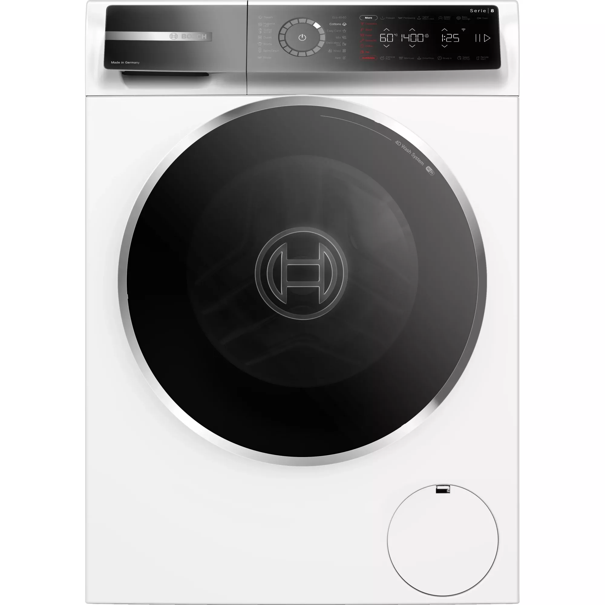 Bosch комплект для установки в колонну Стиральная машина Bosch WGB24410ME + Сушильная машина с тепловым насосом Bosch WQB245B0ME + Соединительный элемент c выдвижной полкой