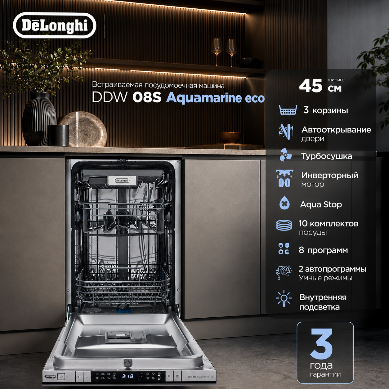 ������������ ������������� ������ DeLonghi DDW 08S Aquamarine eco