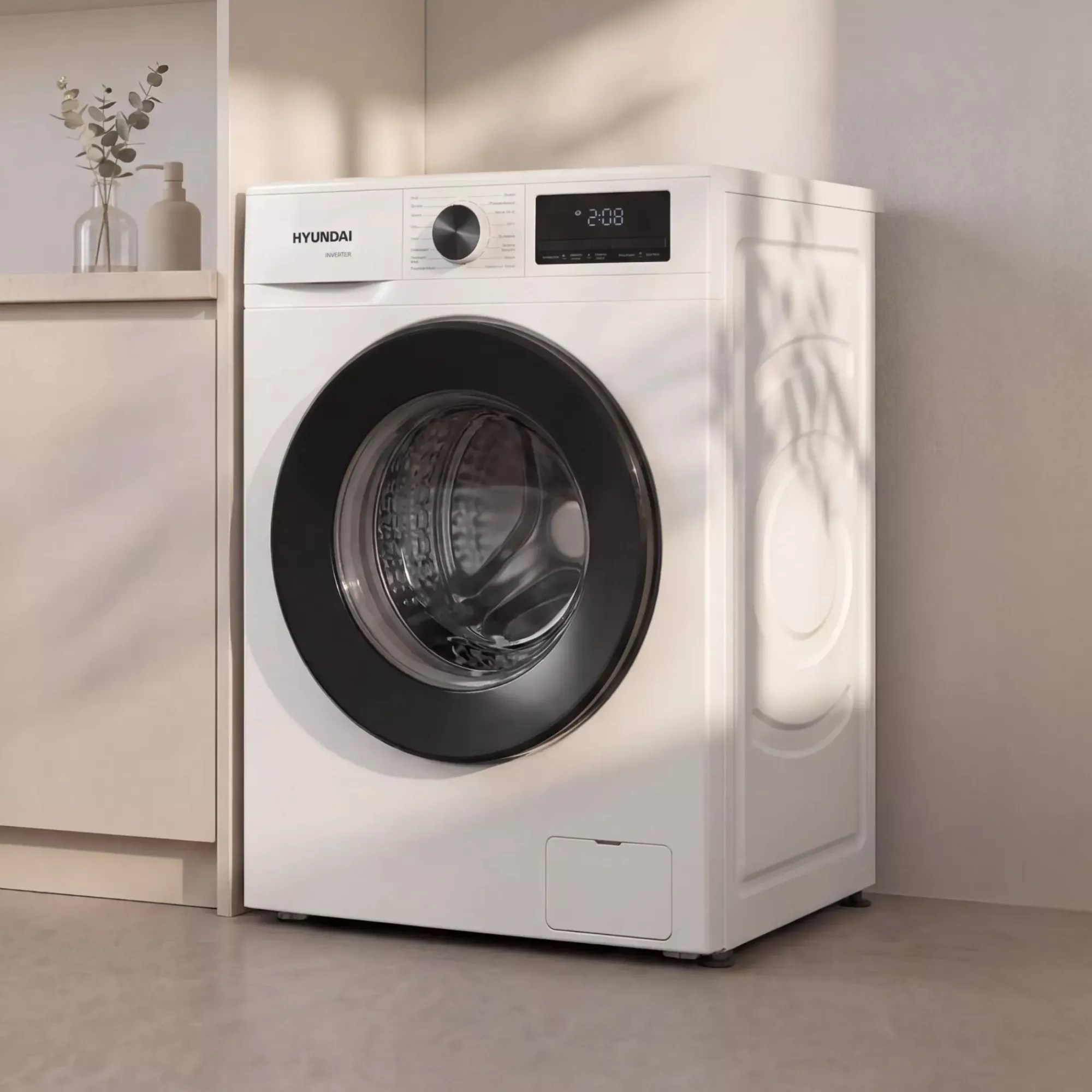 Hyundai комплект для установки в колонну Стиральная машина WME8210 + Сушильная машина с тепловым насосом DFE8416 + Cоединительный элемент