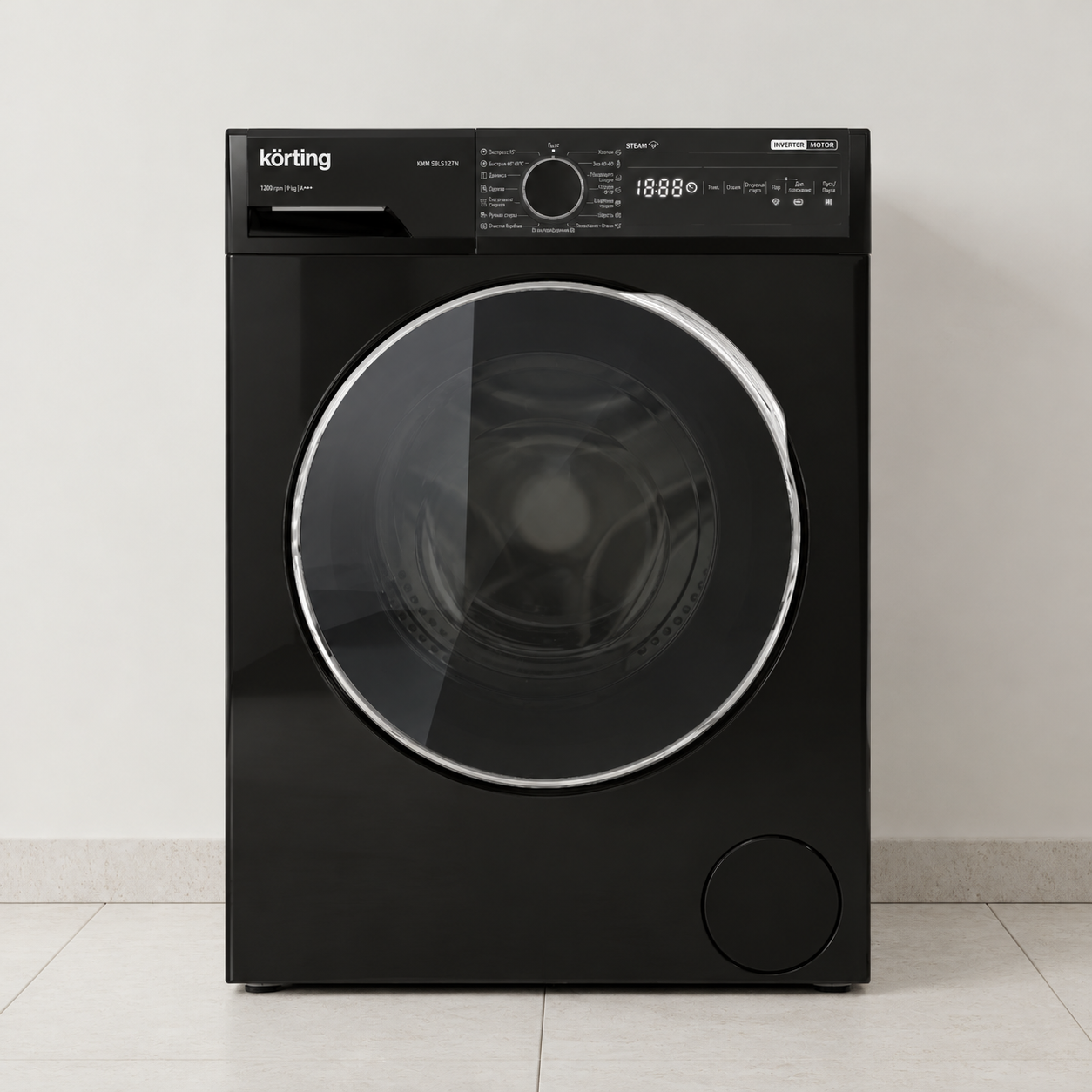 Korting комплект для установки в колонну Стиральная машина Korting KWM 58ILS1297 N + Сушильная машина с тепловым насосом Korting KD 60HP109 N + Соединительный элемент белый с выдвижной полкой